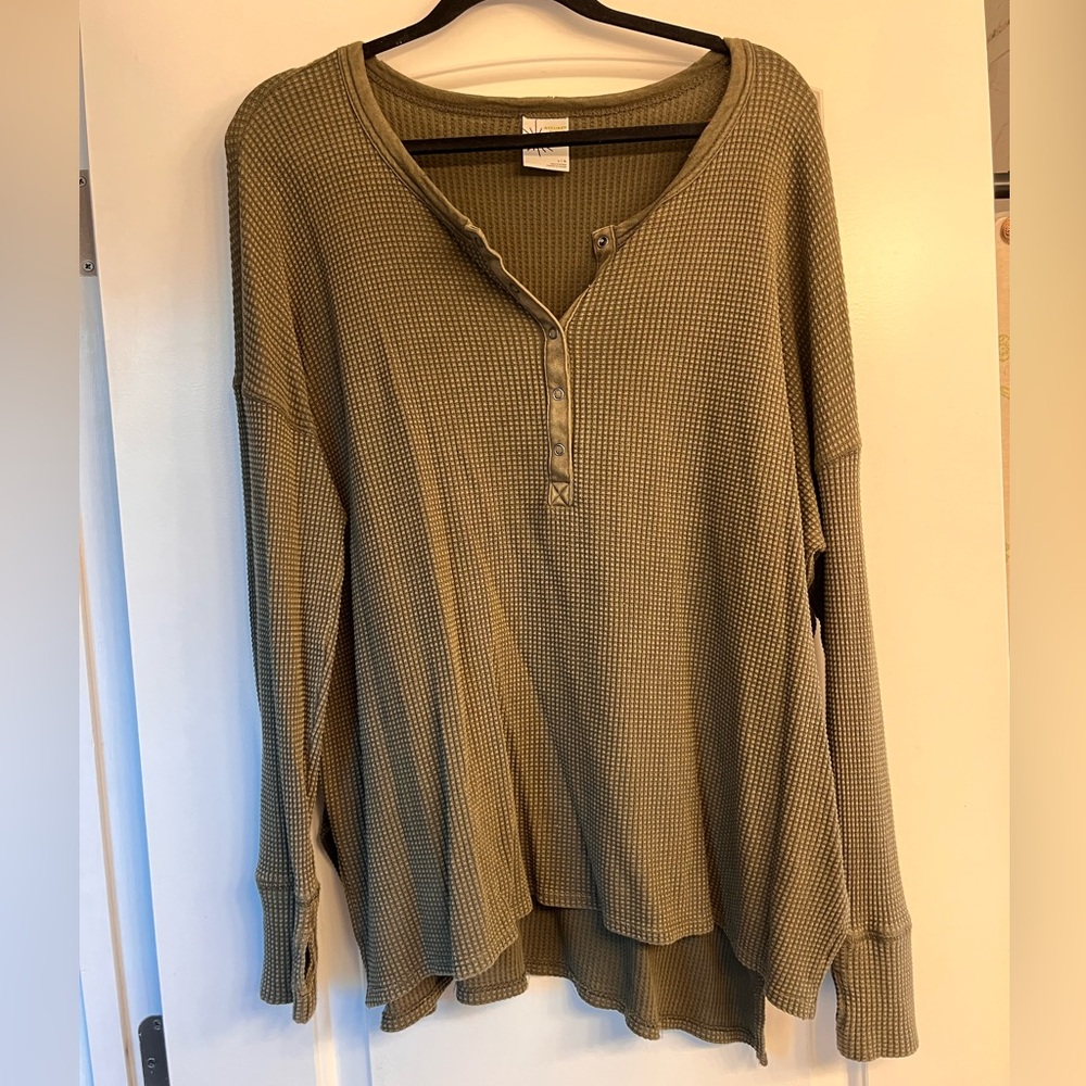 Olive Green Waffle Knit Aerie Top